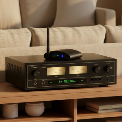 Auris bluMe HD HIFI Bluetooth Receiver with antenna on a white background