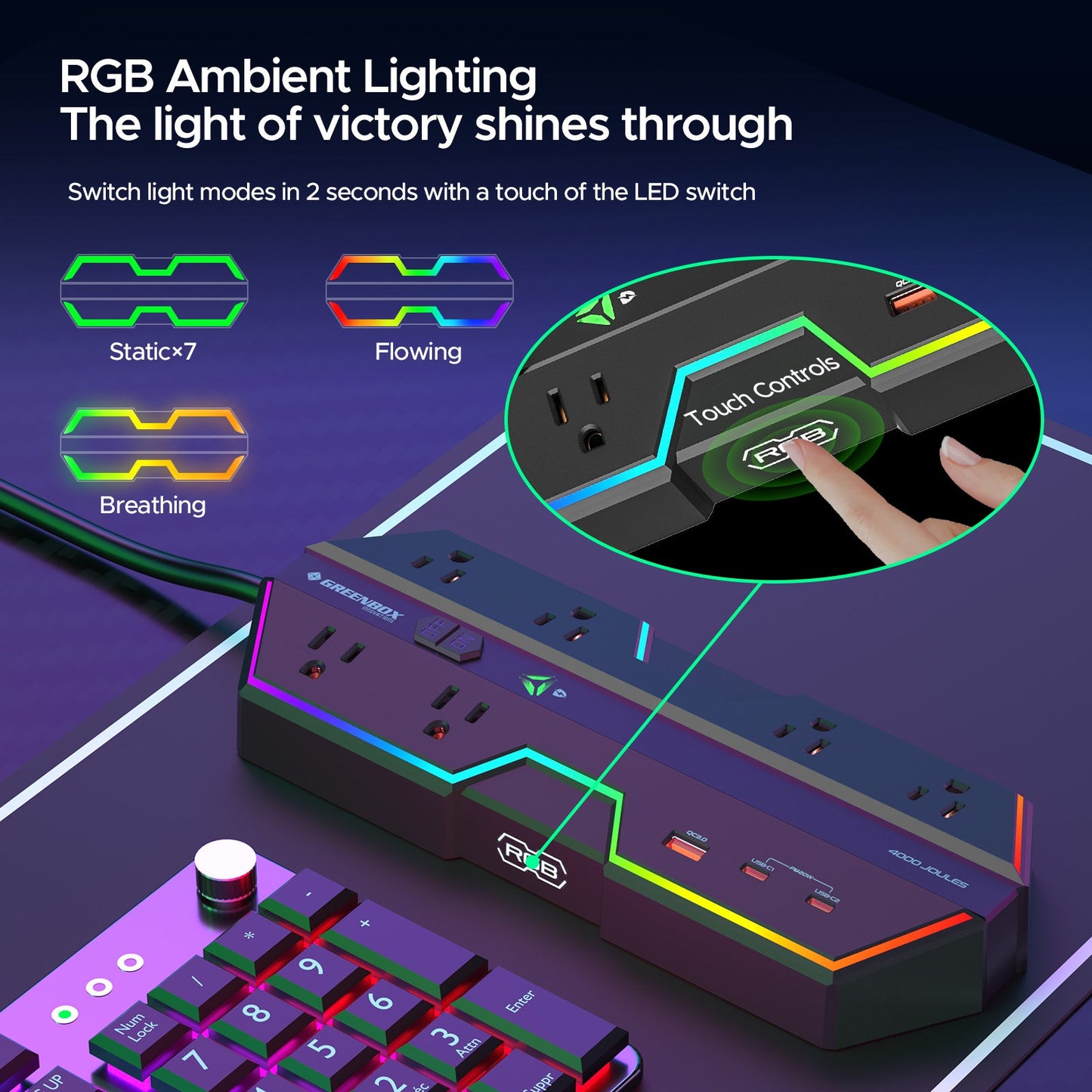 4000J Gaming Power Strip Surge Protector