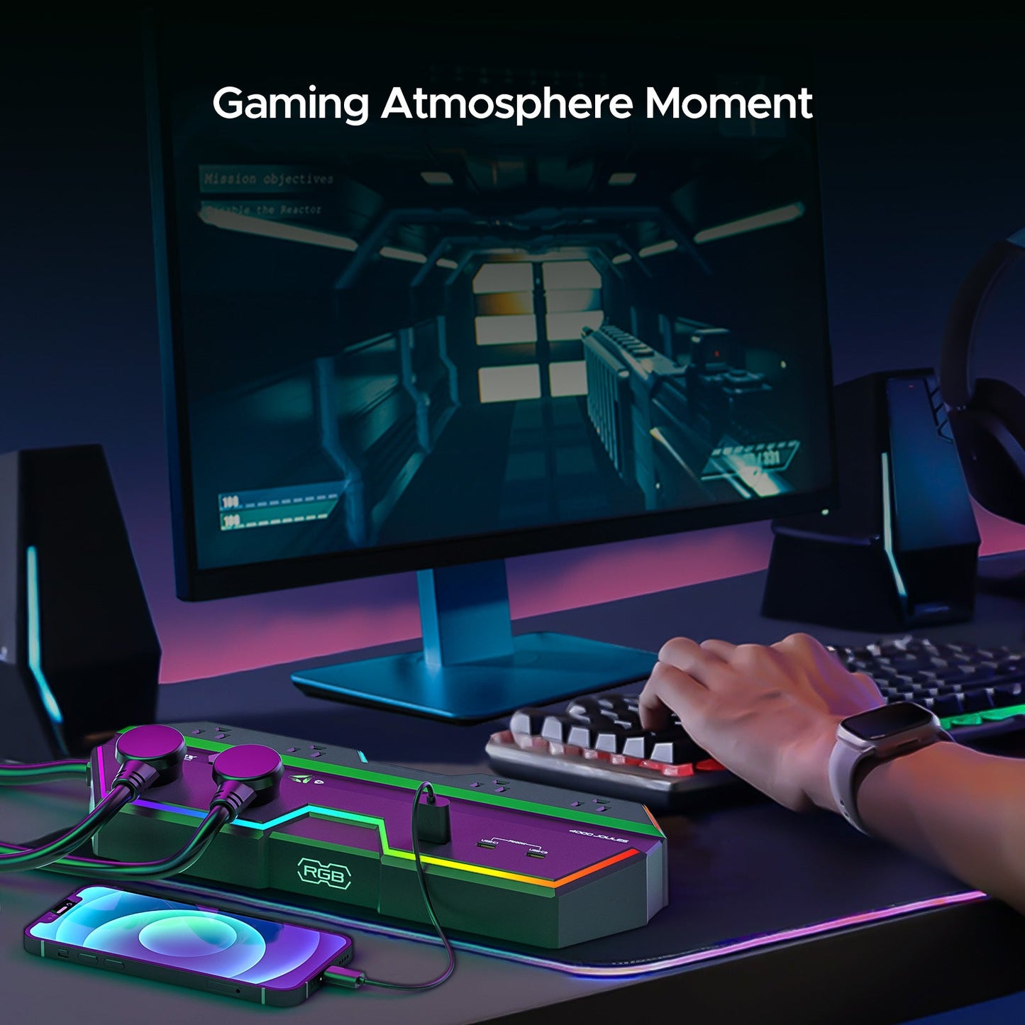 4000J Gaming Power Strip Surge Protector