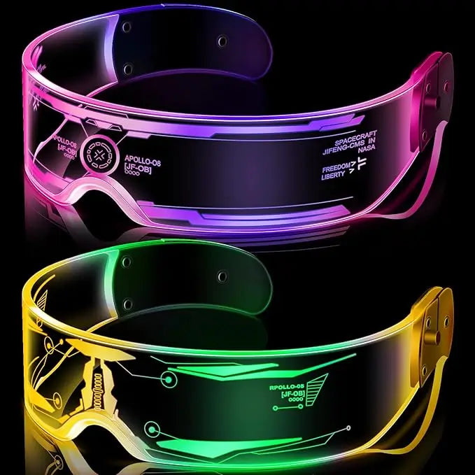 TOODOO LED Visor Glasses 2 Pack with 7 Color Lighting Effects