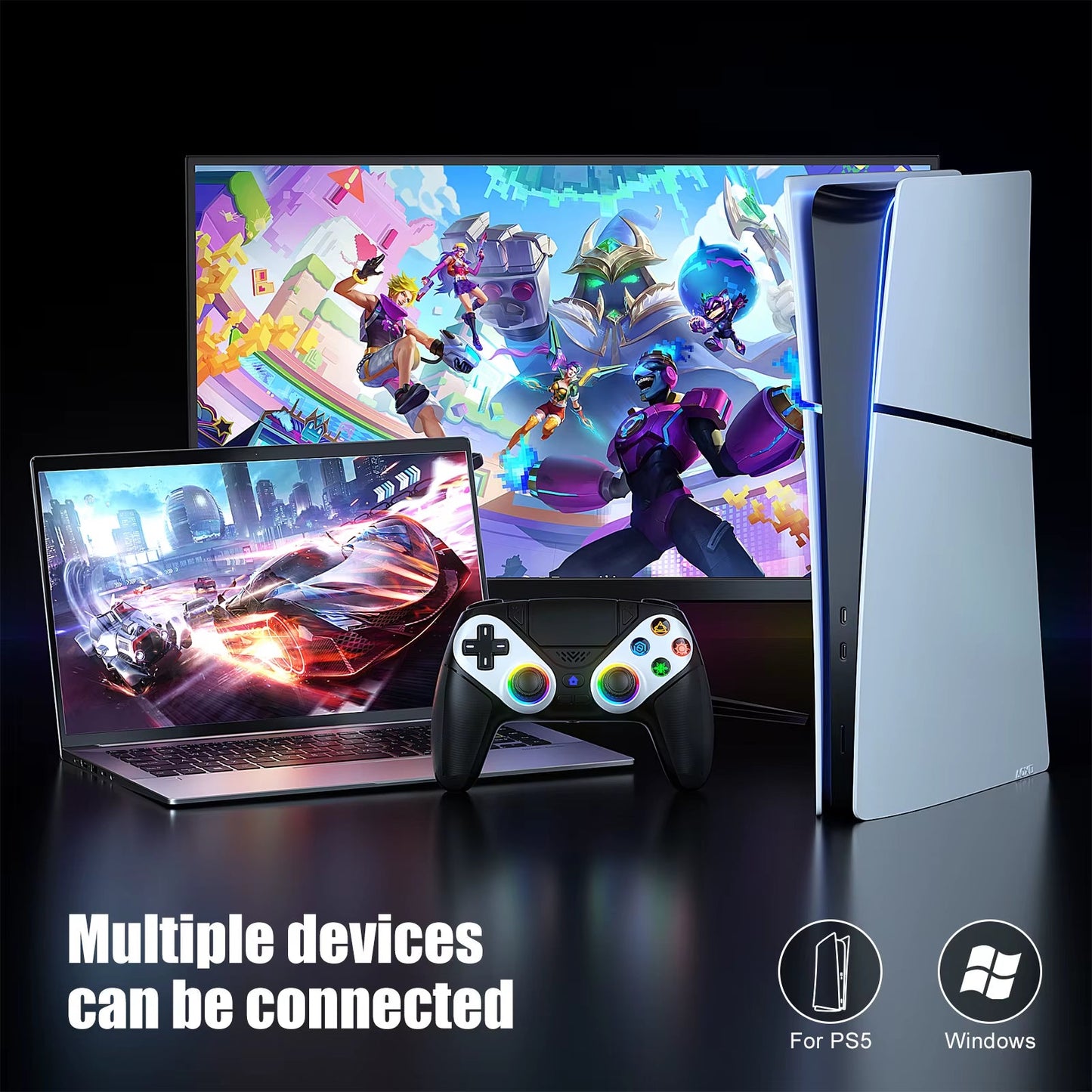 RGB Wireless Controller Compatible with PS5 and PC