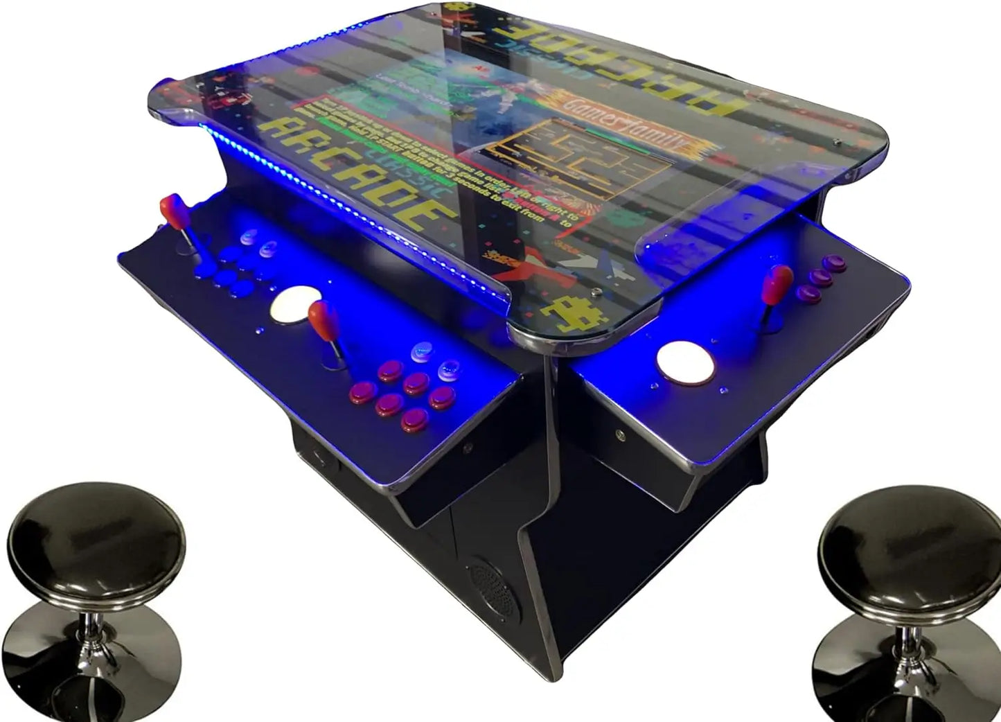 Full-Size Commercial Grade Cocktail Arcade Machine with 4500 Games, 26.5” Lift-Up Tilt Screen, Tempered Glass & 2 Stools