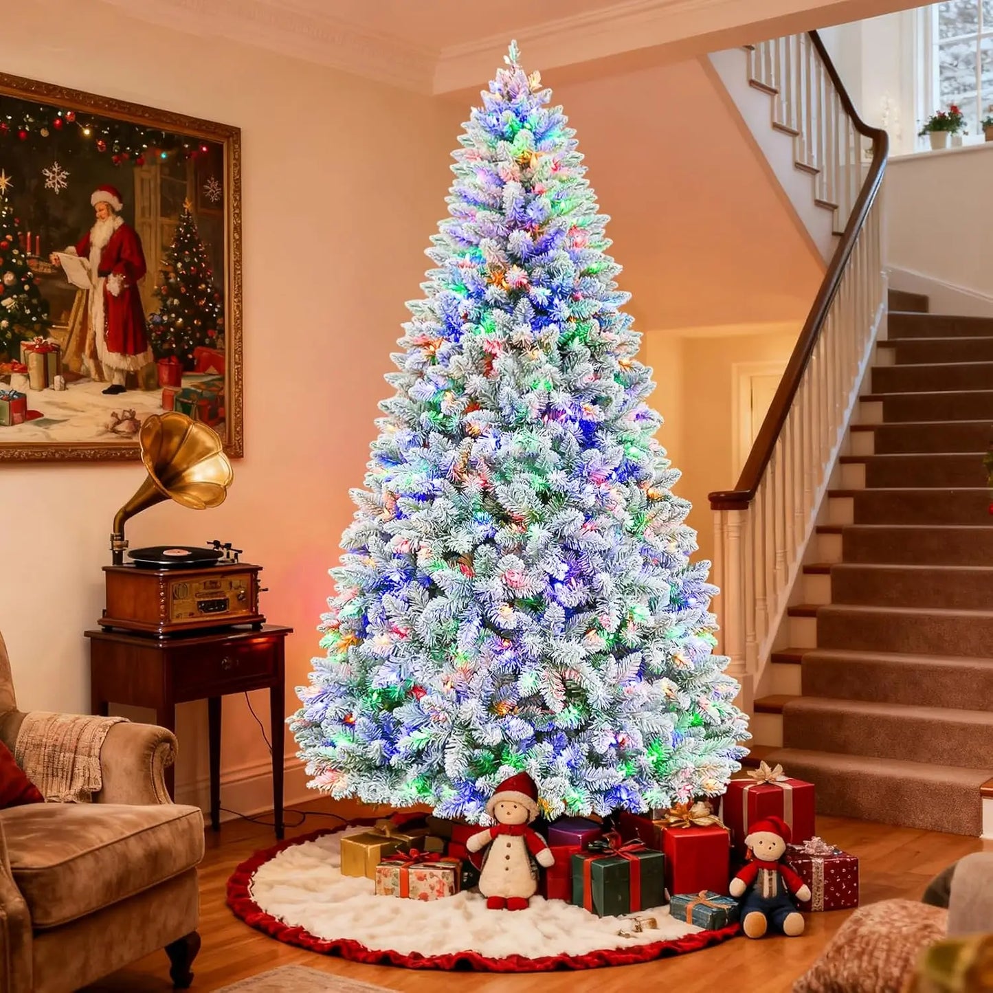 7.5ft Pre-lit Artificial Snow Flocked Christmas Tree