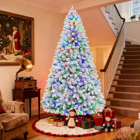 7.5ft Pre-lit Artificial Snow Flocked Christmas Tree