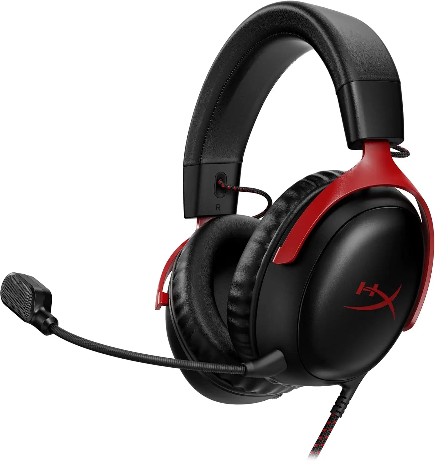 HyperX Cloud III Wired Gaming Headset Black Red with 53mm Angled Drivers, DTS Headphone X Spatial Audio, Noise Cancelling Mic