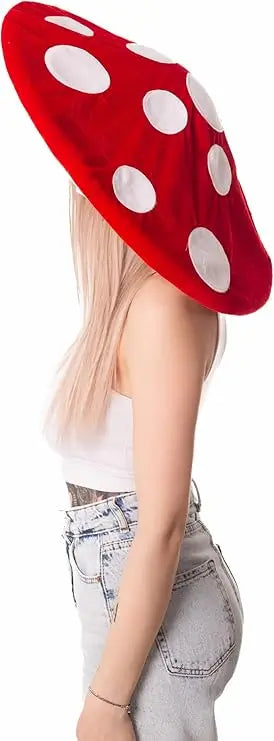 Oversized Mushroom Hat Costume Red and White Cottagecore Cosplay Accessory