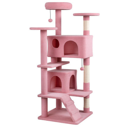 52 Inch Tall Cat Tree Tower for Indoor Cats-Pink