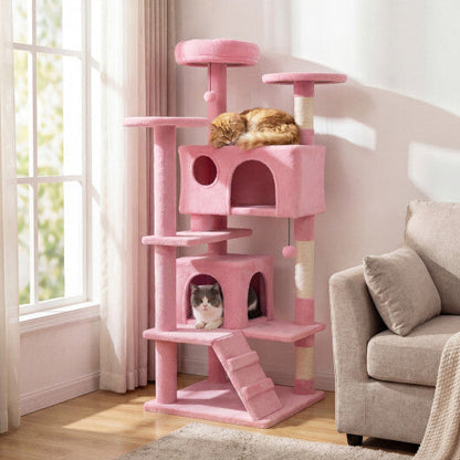 52 Inch Tall Cat Tree Tower for Indoor Cats-Pink