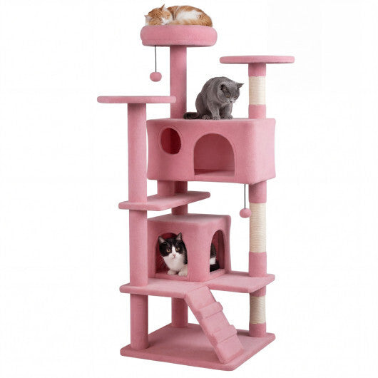 52 Inch Tall Cat Tree Tower for Indoor Cats-Pink