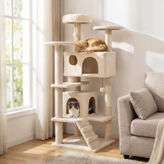 52 Inch Tall Cat Tree Tower for Indoor Cats-Pink