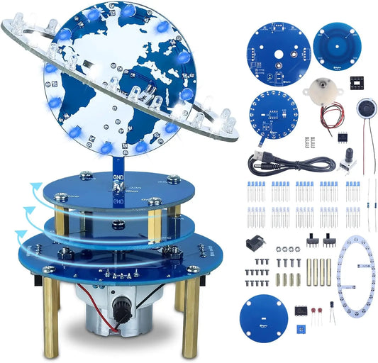 DIY Rotating Planet Soldering Kit with LED and Music