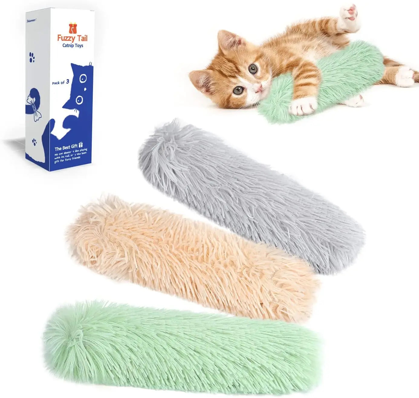 Potaroma Catnip Kicker Toys 3 Pack Soft Crinkle Pillow Toys for Indoor Cats
