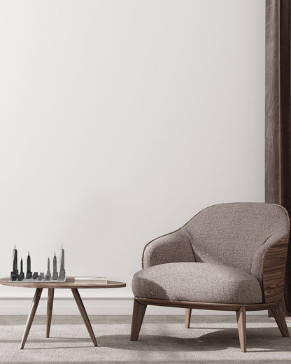 Chess Set Stainless Steel NEW YORK with Wood Map Board