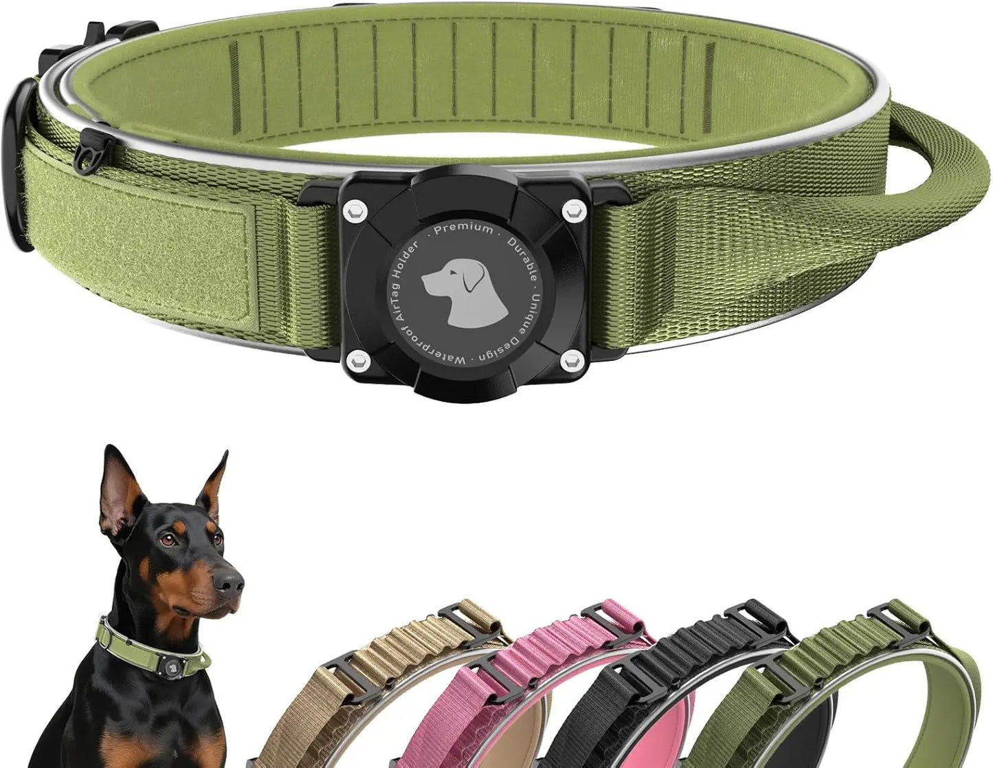 AirTag Dog Collar, Military Tactical Dog Collar with AirTag Holder