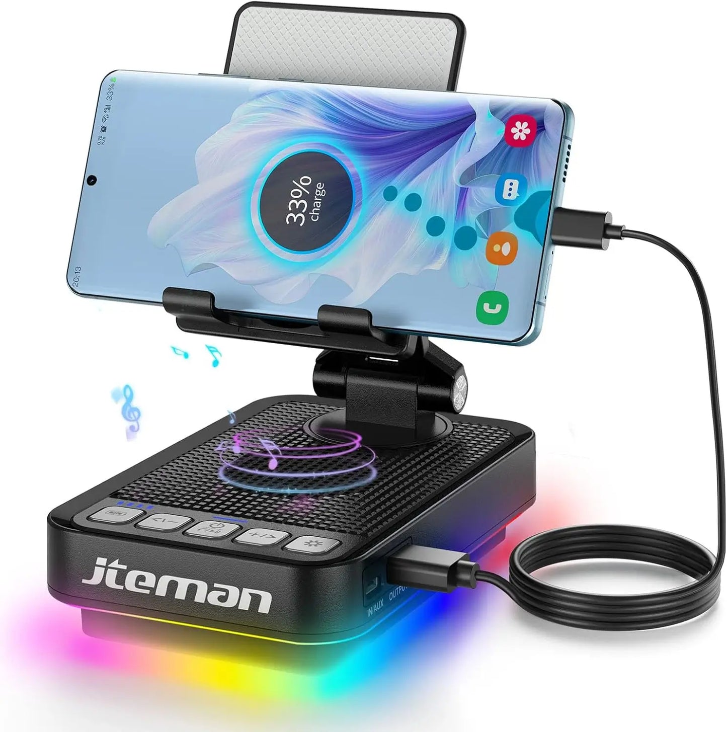 JTEMAN  Phone Stand Bluetooth Speaker with Light and Charging Function