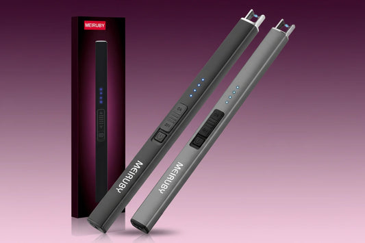 Two MEIRUBY electronic devices with a packaging box on a white background