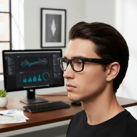 Black eyeglasses on a white background